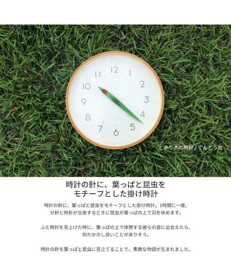 レムノス 掛け時計 とまり木の時計  アナログ 木枠 天然色木地 SUR18-16  Lemnos 直径25.4×奥行4.8cm