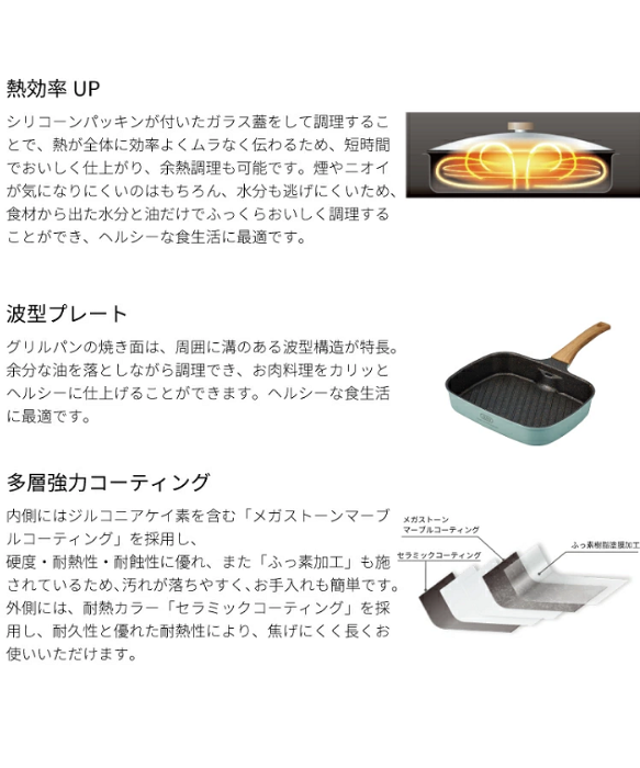 Toffy スモークレスグリルパン ペールアクア ラドンナ