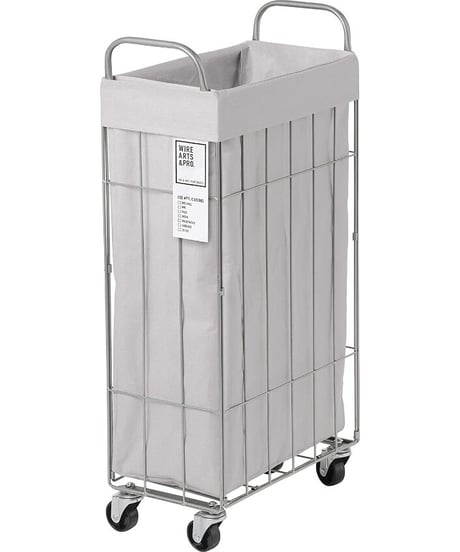 WIRE ARTS & PRO フォールディング（折り畳み）ランドリースクエアバスケット 40L SLIM キャスター付（003307）