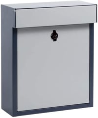 AXCIS(アクシス) バイカラーポスト 郵便ポスト カギ付きひねり錠タイプ タテ開き 壁掛け 置き型 A4サイズ対応 おしゃれ スチール ビス付き (ネイビー／グレー)