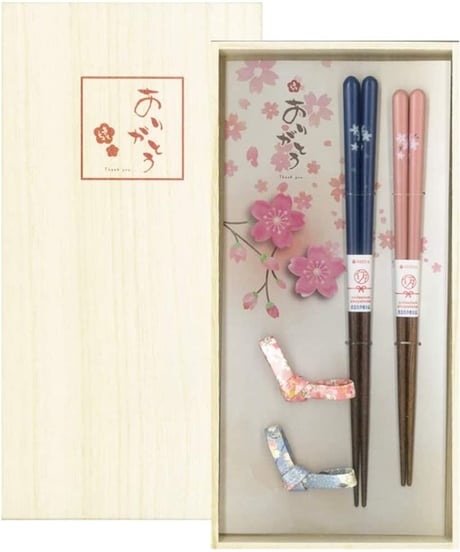 イシダ 日本製 ギフト 桐箱 箸置付 夫婦箸 ありがとう