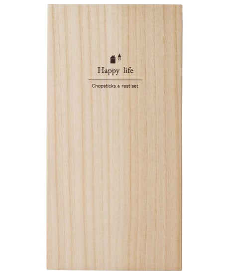 イシダ 日本製 ギフト 桐箱 箸置付 夫婦箸 ハッピーライフ 14×27.5×2.5cm