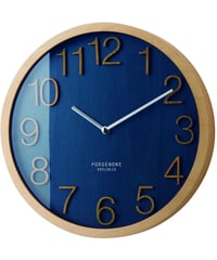 INTERFORM INC. インターフォルム 電波時計 壁掛け ウッドフレーム 木 シンプル 掛け時計 見やすい ネイビー Plock プロック CL-2940NV