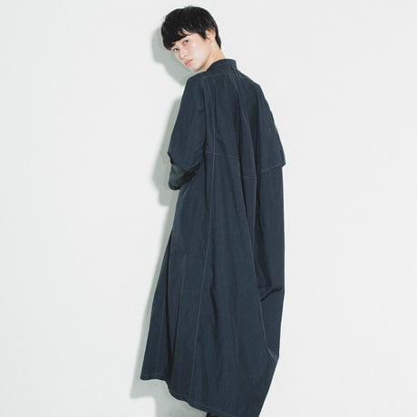 Nylon Taffeta Back Drape Long Shirt