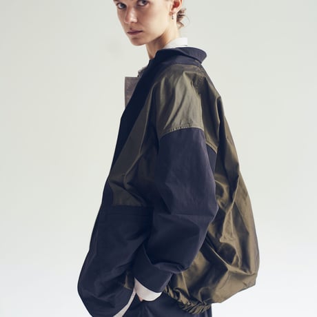 Mixed Fabric Asymmetry Jacket
