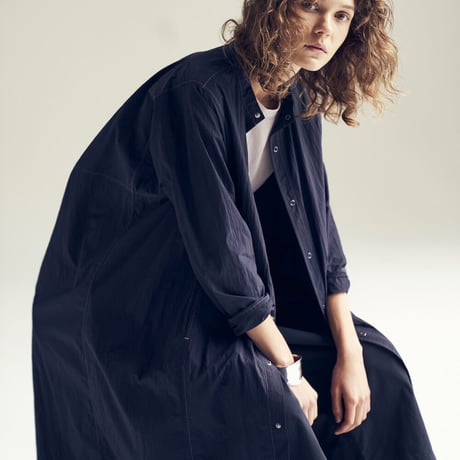 Nylon Taffeta Back Drape Long Shirt