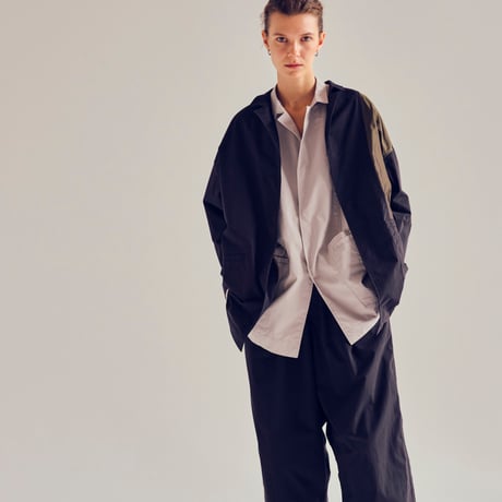 Mixed Fabric Asymmetry Jacket