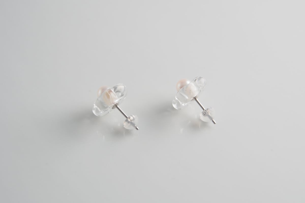 HARIO ピアス　HANA S クリア　真珠　ハリオ ピアス HANA S フロスト