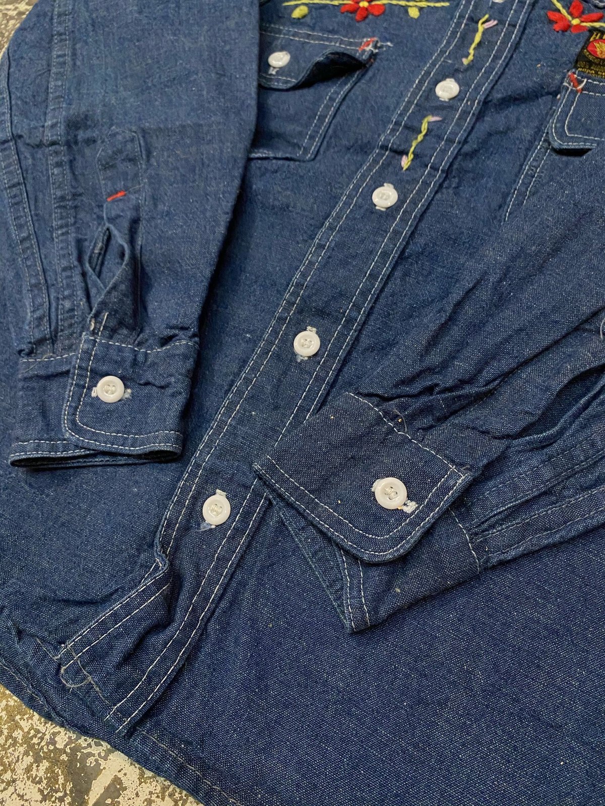 1960s~1970s EL CISNE L/S Embroidered Denim Shir