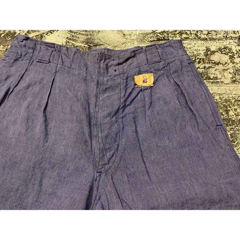 ①1950s French Navy Linen Shorts Size:33 | mag