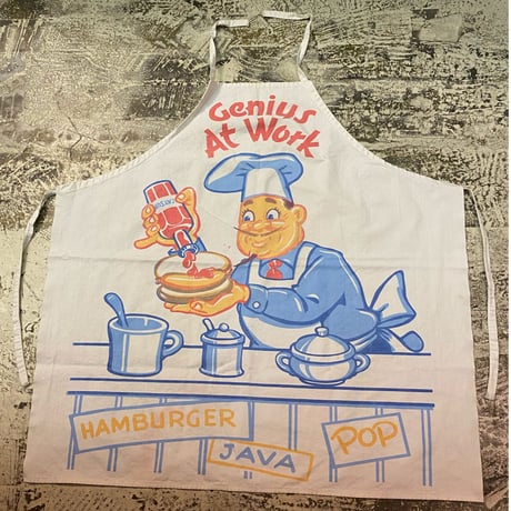1950s "Genius at Work" Vintage Print Apron