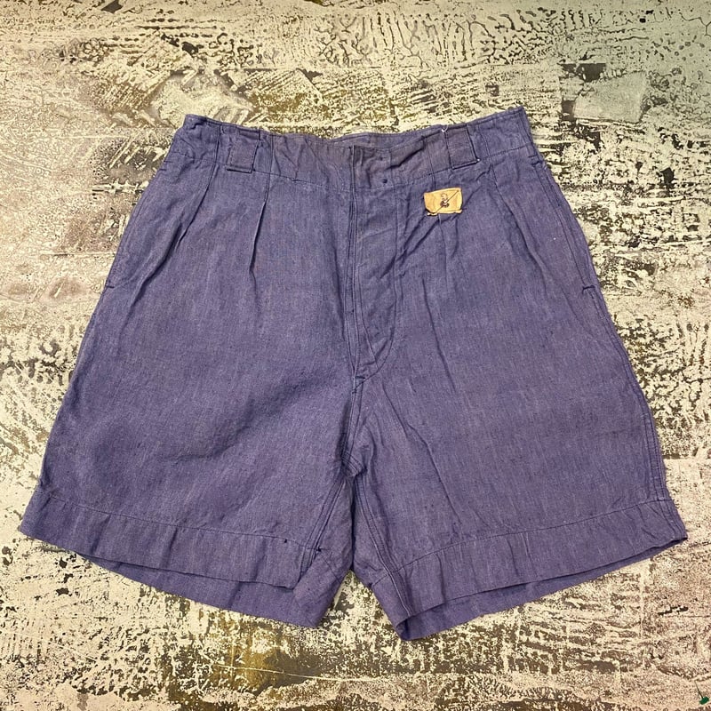 ①1950s French Navy Linen Shorts Size:33 | mag
