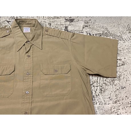 50's "Simpson's" S/S Vintage Poplin Cotton Work Shirt W/Roping Stitch   Size:15 1/2