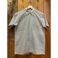 1950s "PAUL BUNYAN V STORES" S/S Vintage Seersucker Stripe Shirt   Size:Boys-16(About S)