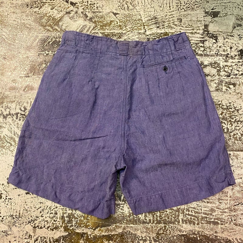 ①1950s French Navy Linen Shorts Size:33 | mag