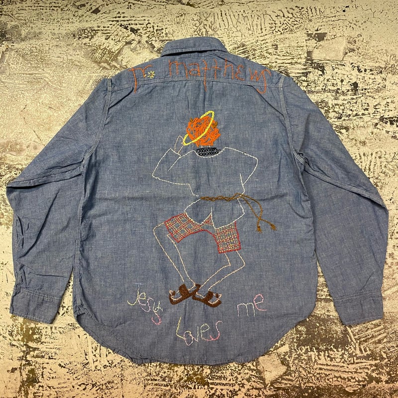 70's BIG MAC L/S Embroidered Chambray Shirt S