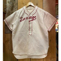 1940s "A WELLINGTON FABRIC" S/S Vintage Moleskin Baseball Shirt W/Roping Stitch   Size:46 R
