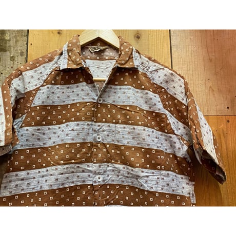 1950s "Mark Twain" S/S Vintage Cotton Pattern Shirt   Size:About S