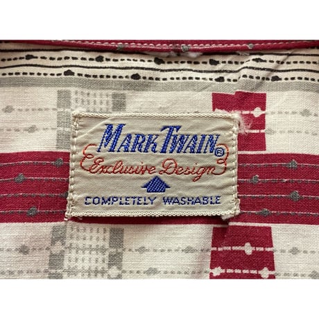 1950s "Mark Twain" S/S Vintage Cotton Patterned Shirt   Size:About S