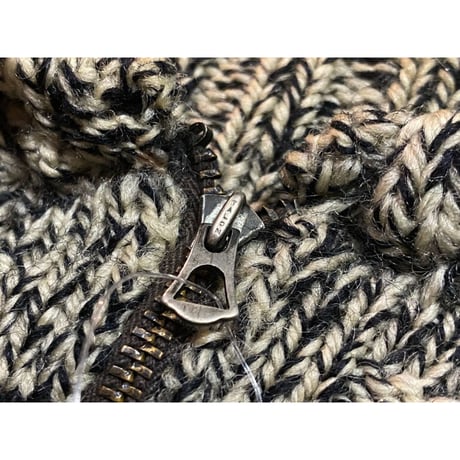 1930' HandKnit Salt&Pepper Zipped Cardigan Size:approx.-38~40