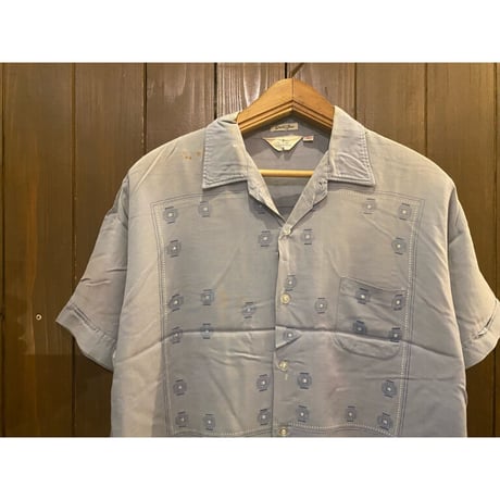 1960's Queen's-Way Rayon Paneled Shirt -Jac Size:L