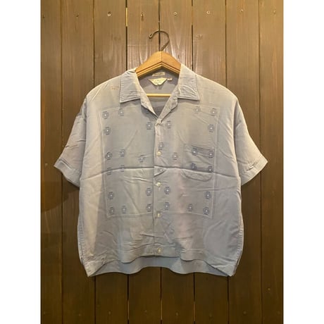 1960's Queen's-Way Rayon Paneled Shirt -Jac Size:L