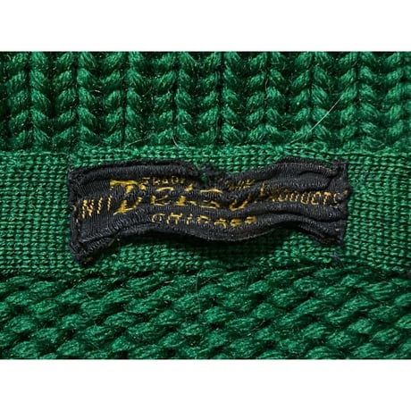 1920~30's Athletic Shawl Collar Cardigan Size:approx.-40~42