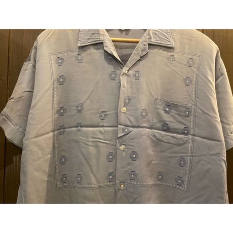1960's Queen's-Way Rayon Paneled Shirt -Jac Size:L