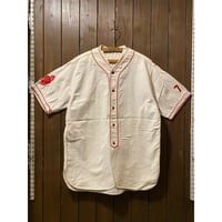 1930's Vintage Stand Collar Cotton Flannel Baseball Shirt Size:approx.-42