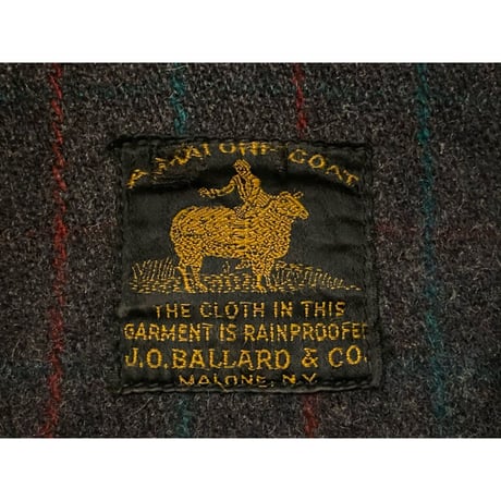 1930's J.O.Ballard & Co. Wool Hunting Jacket Size:aprox.-42~44