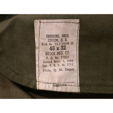1950’ｓ US.Army Rebuild M-51 Modified Field Pants Recon Slim ''DeadStock'' Size:34x33