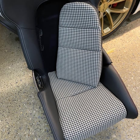 クレフオリジナル　991／981系純正フルバケットシート用千鳥格子柄シート表皮　【左右共通】　臀部・腰部セット