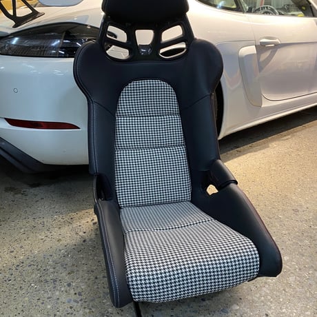 クレフオリジナル　991／981系純正フルバケットシート用千鳥格子柄シート表皮　【左右共通】　臀部・腰部セット