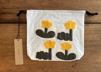 ちっちゃな巾着サシェ/詰替タイプ【黄色いバラ】 pot and tea お花の巾着袋 水色 | anzu to momo