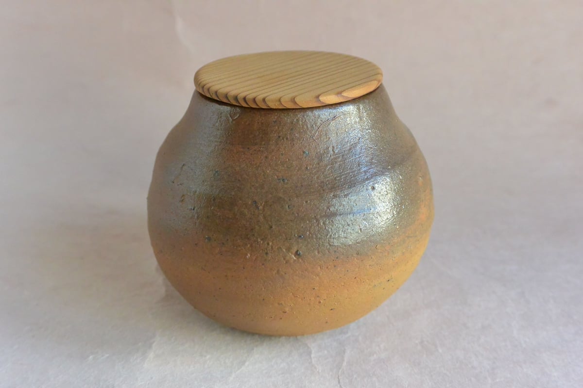【希少！！】 川淵直樹 展覧会 online 桃居 | 069 南蛮小壺(木地蓋付) 工芸品