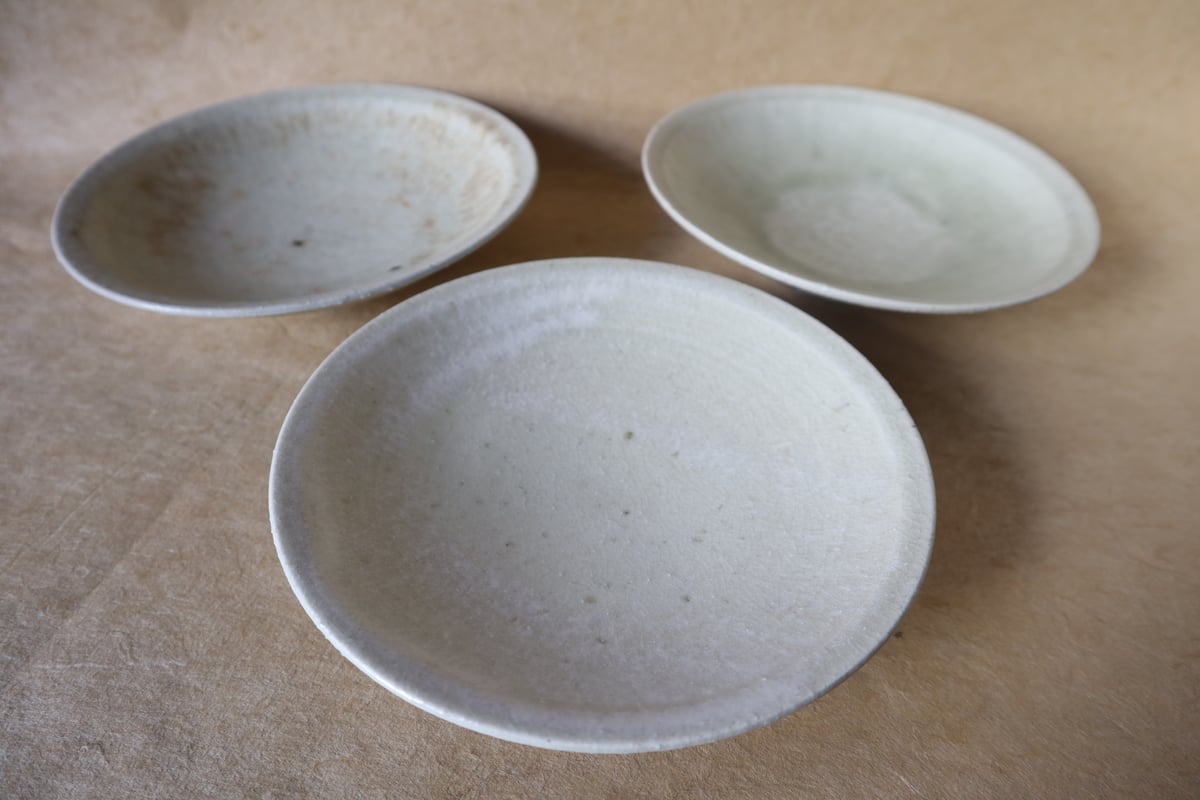 灰釉の釉調抜群 高鶴淳（父 高鶴元）薪窯 孟宗竹灰釉皿 平