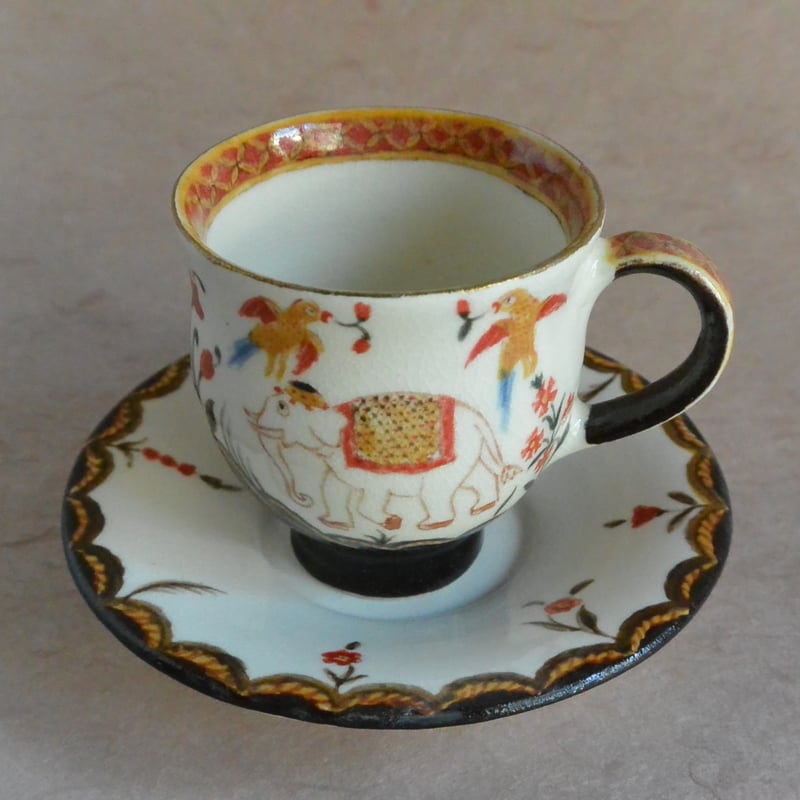 色絵象・孔雀文 コーヒーカップ＆ソーサー 020 | 桃居 online 展覧会