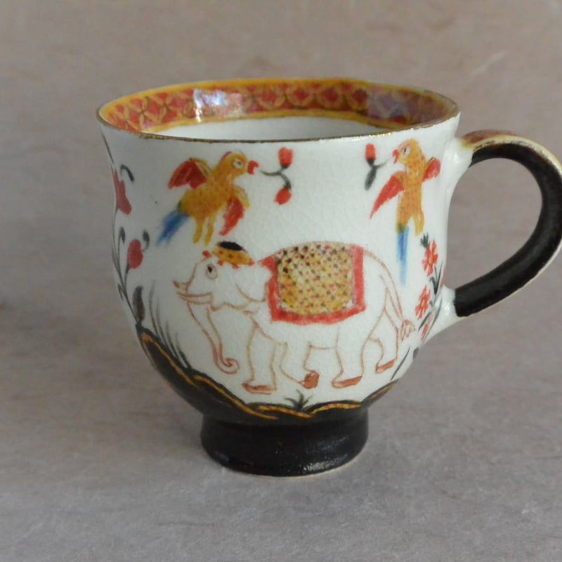 色絵象・孔雀文 コーヒーカップ＆ソーサー 020 | 桃居 online 展覧会