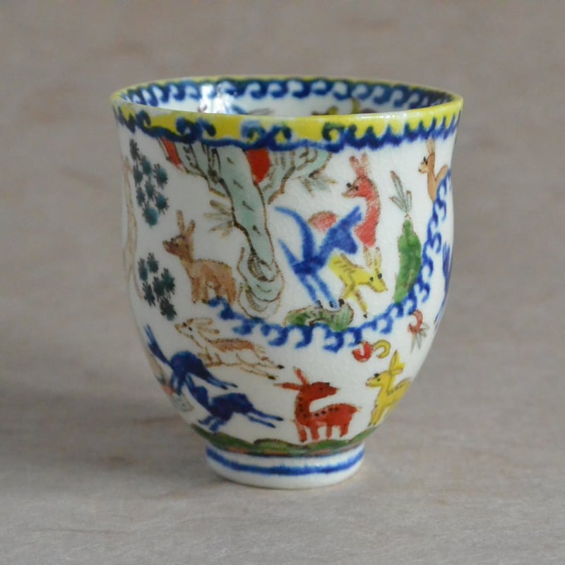 色絵中高杯 色絵百鹿文 杯 004 | 桃居 online 展覧会