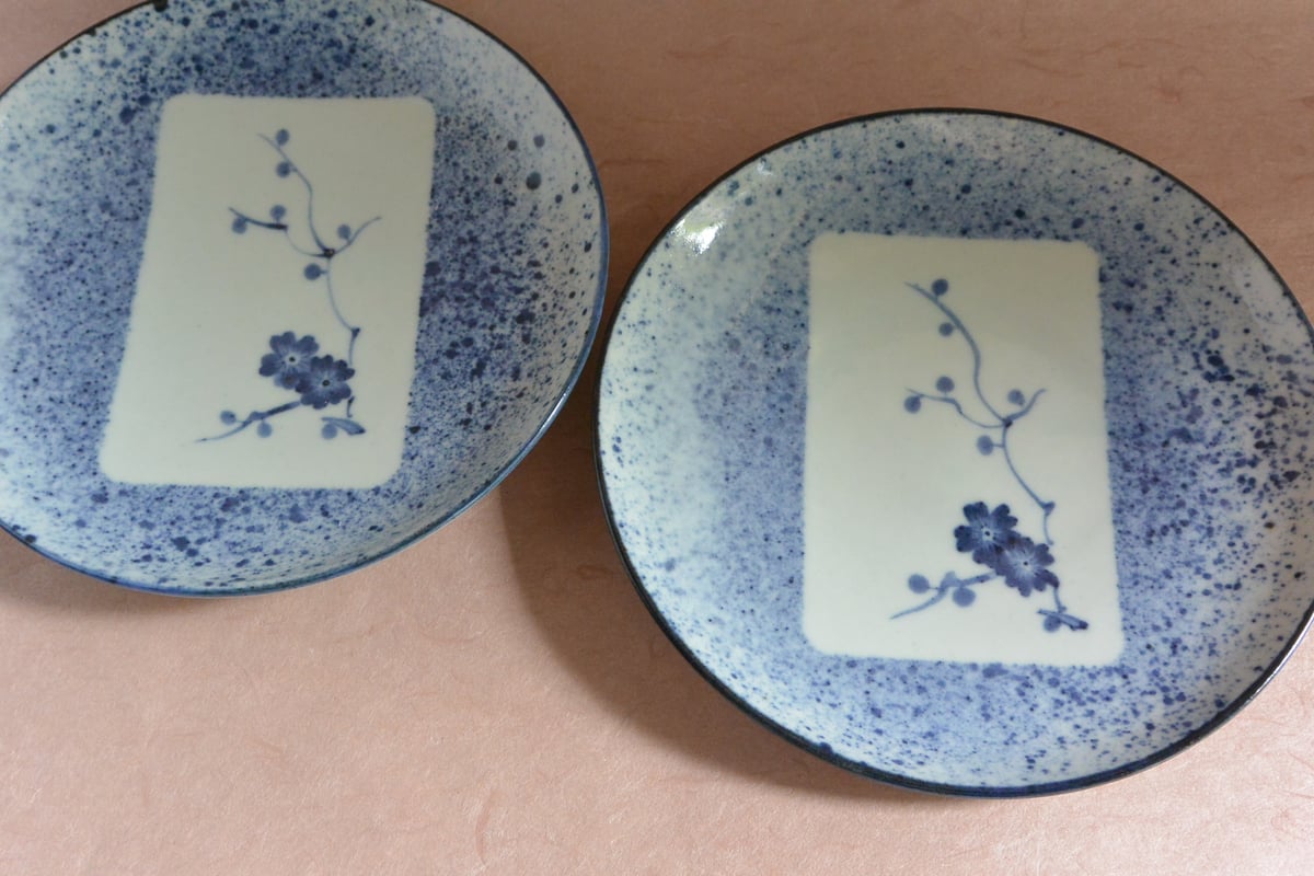渕呉須吹墨梅花文6寸皿 010 | 桃居 online 展覧会