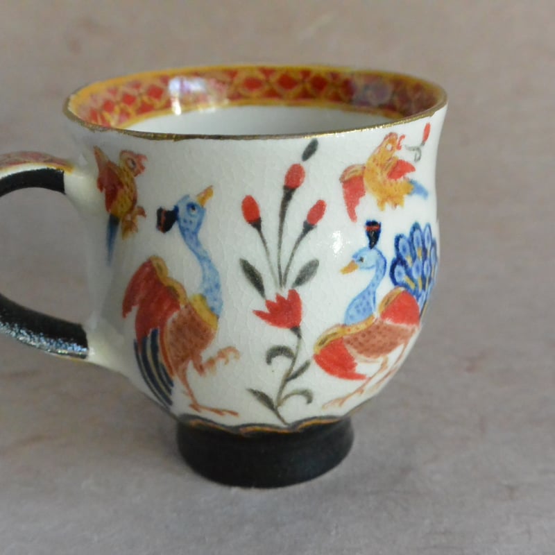 色絵象・孔雀文 コーヒーカップ＆ソーサー 020 | 桃居 online 展覧会