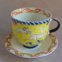 色絵ウサギ文カップ＆ソーサー 014