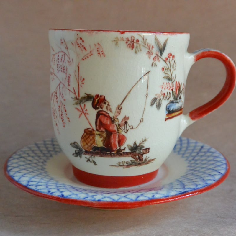 色絵シノワズリ釣人文カップ＆ソーサー 008 | 桃居 online 展覧会