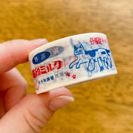 マスキングテープ＋缶バッジ付（猫印ミルク）