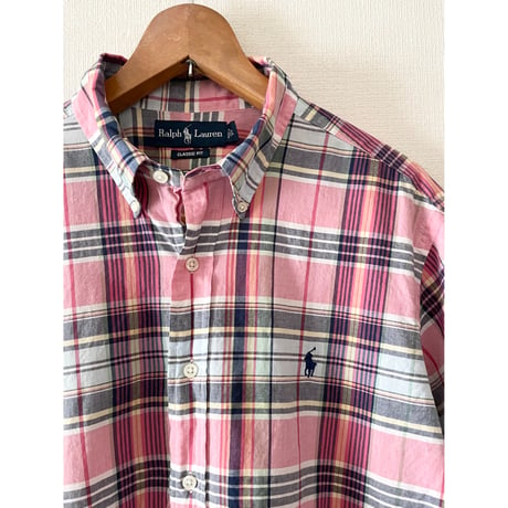 USED POLO ラルフローレン マドラスチェックS/Sシャツ CLASSIC FIT