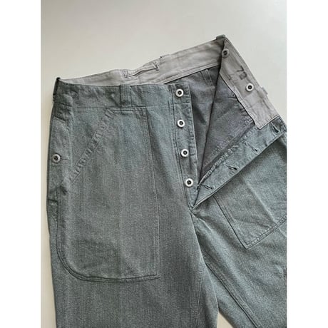 USED スイス軍　デニムワークパンツ　メタルボタン 34/28相当 73
