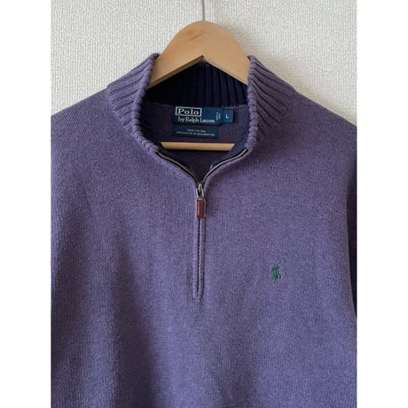 USED POLO ラルフローレン ハーフZIPコットンセーター L