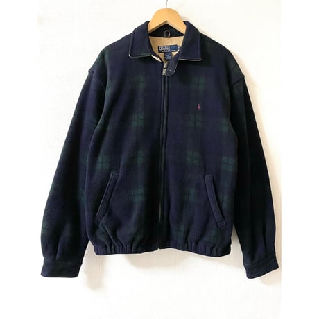 USED POLOラルフローレン アメリカ製　タータンチェック フリースJKT M