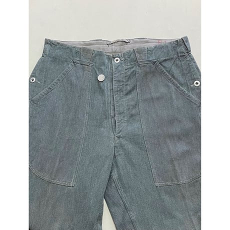 USED スイス軍　デニムワークパンツ　メタルボタン 36/30相当 28