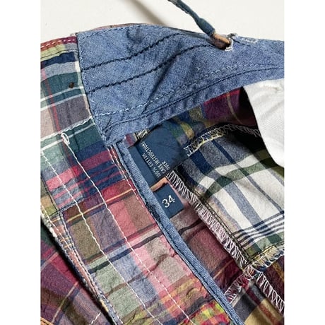 USED POLO ラルフローレン マドラスチェックパッチワークショートパンツ  34